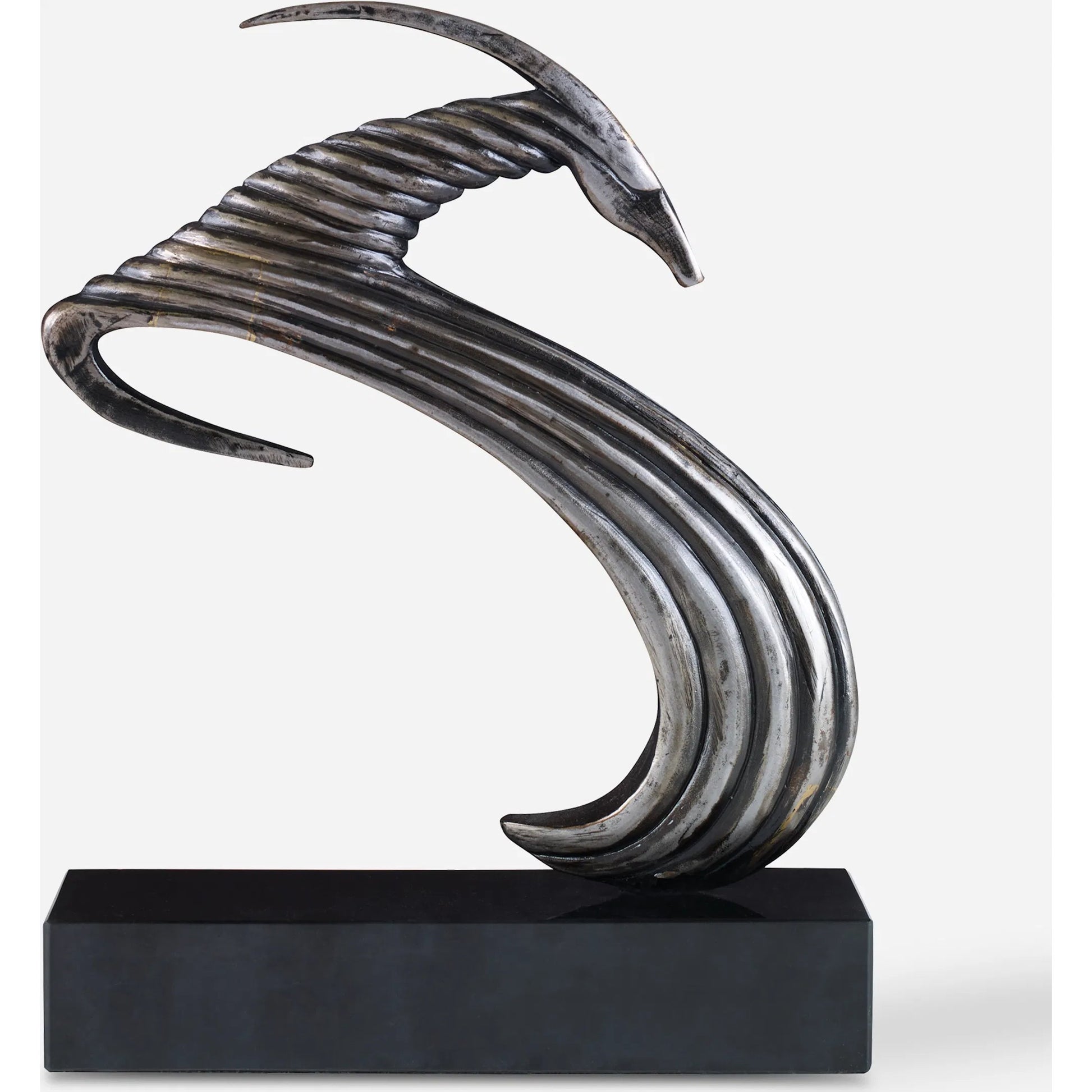 Take the Lead Sculpture by Uttermost in aged silver. Made from iron, marble in a modern style.