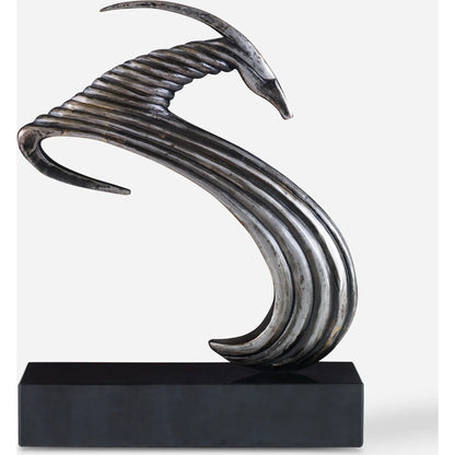 Take the Lead Sculpture by Uttermost in aged silver. Made from iron, marble in a modern style.