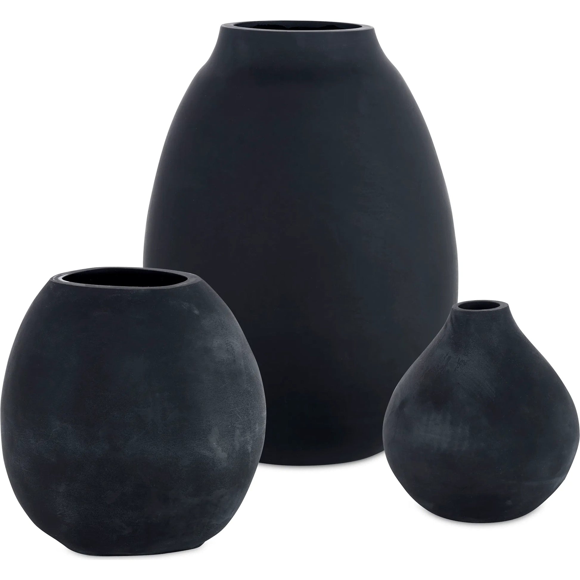 Hearth Vases by Uttermost in matte black. Made from glass in a modern style.