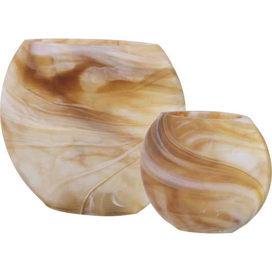 Fusion Vases by Uttermost in caramel, ivory. Made from glass in a modern style.