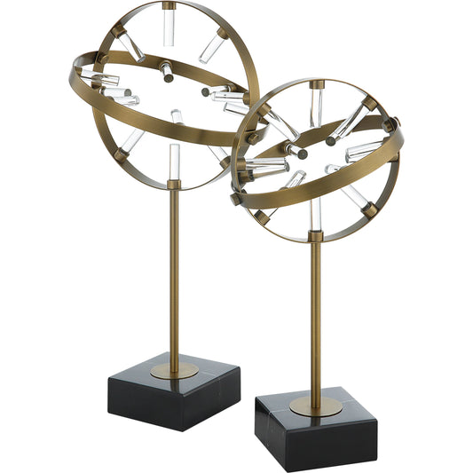 Realm Spherical Sculptures by Uttermost in brass. Made from marble, metal, glass in a modern style.