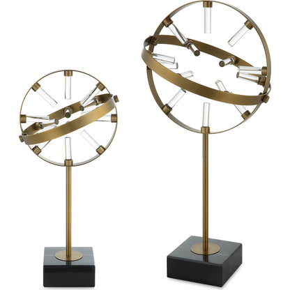 Realm Spherical Sculptures by Uttermost in brass. Made from marble, metal, glass in a modern style.