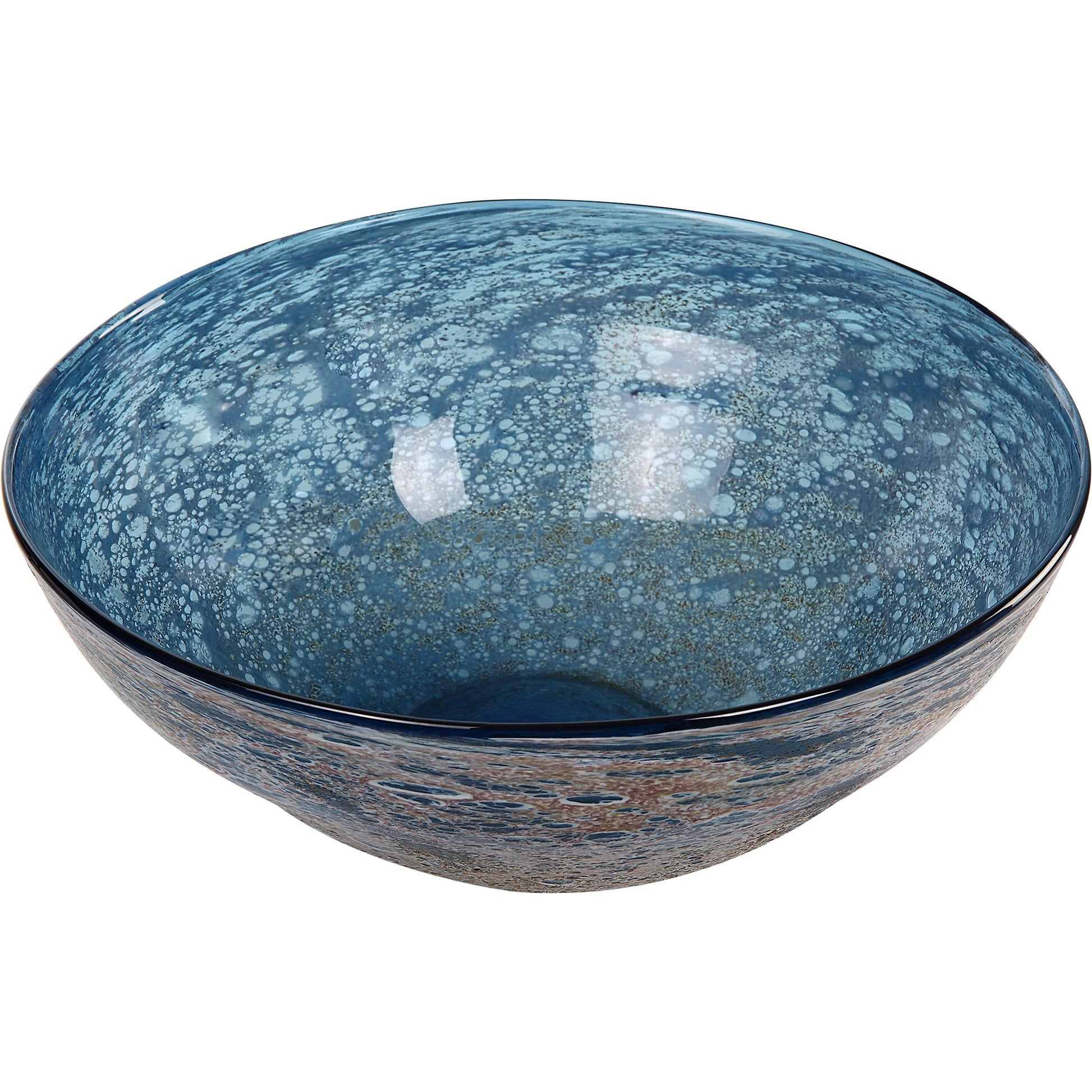 Genovesa Glass Bowl by Uttermost in aqua. Made from glass in a modern style.