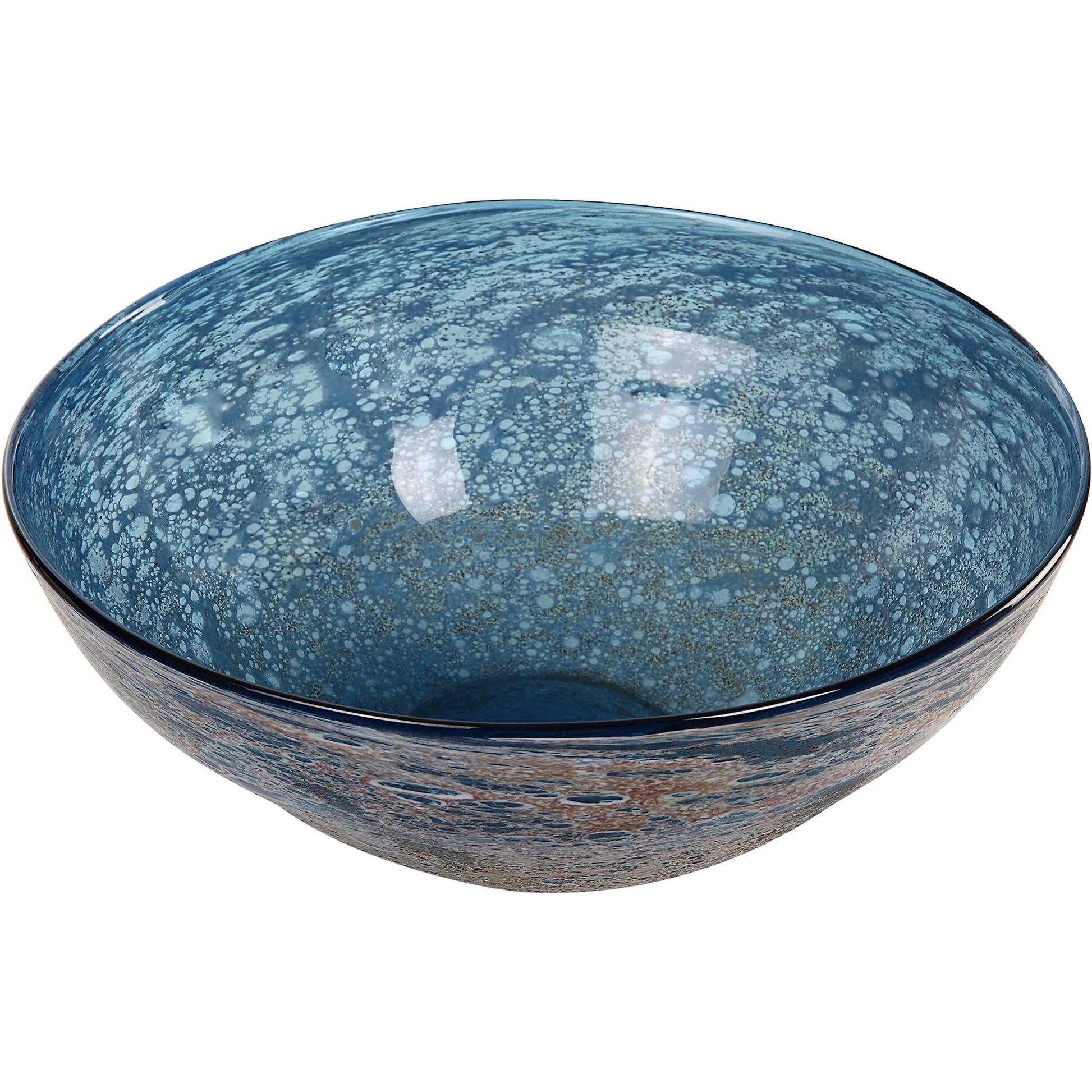 Genovesa Glass Bowl by Uttermost in aqua. Made from glass in a modern style.