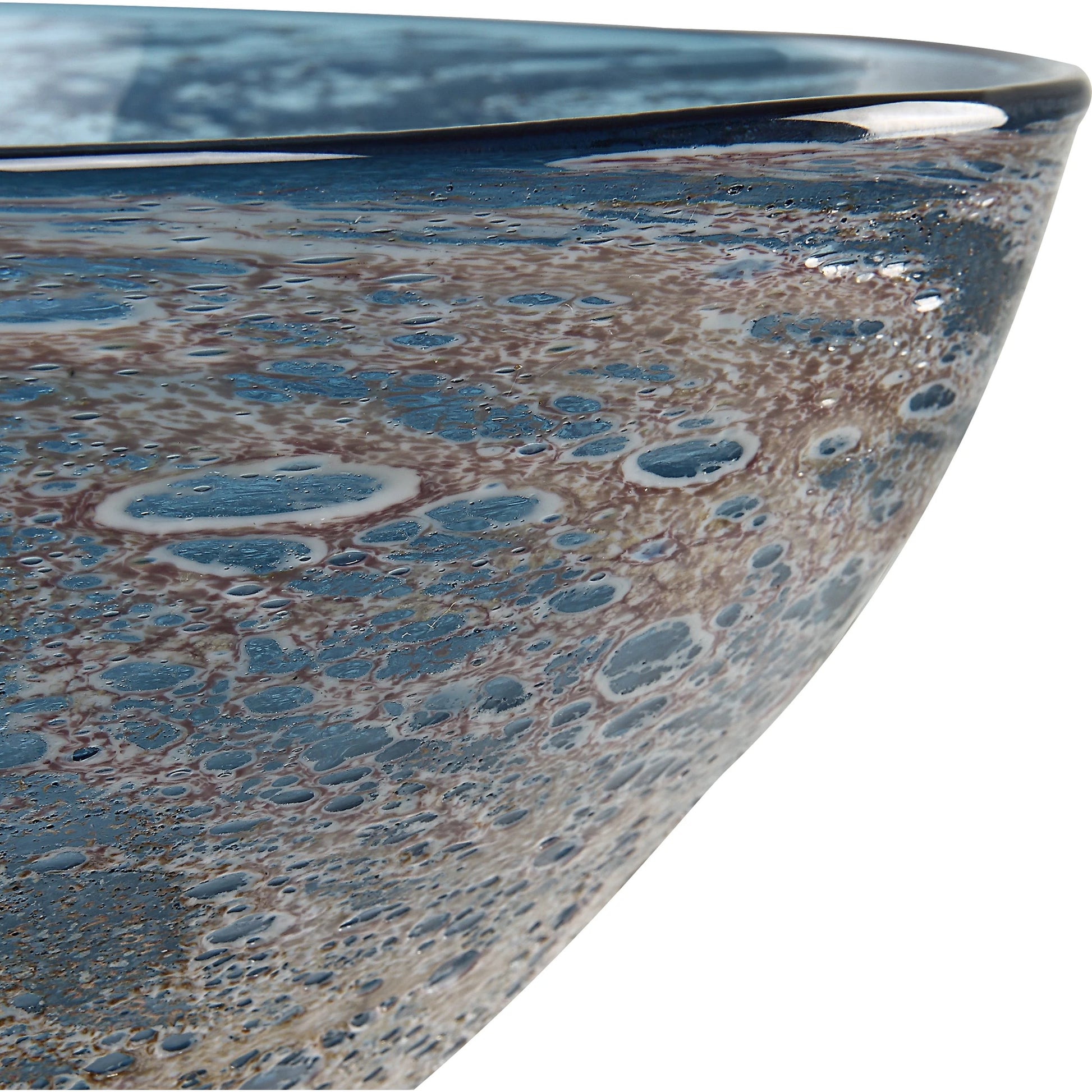 Genovesa Glass Bowl by Uttermost in aqua. Made from glass in a modern style.