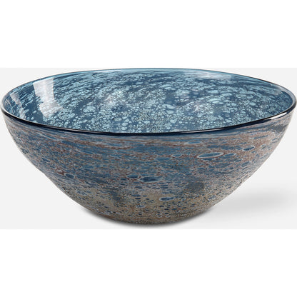 Genovesa Glass Bowl by Uttermost in aqua. Made from glass in a modern style.
