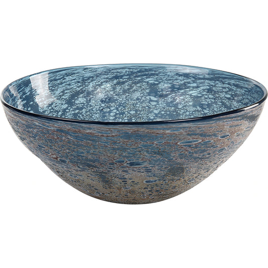 Genovesa Glass Bowl by Uttermost in aqua. Made from glass in a modern style.
