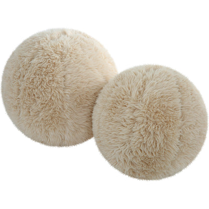 Abide Ball Sheepskin Pillows by Uttermost in caramel. Made from fabric in a modern style.