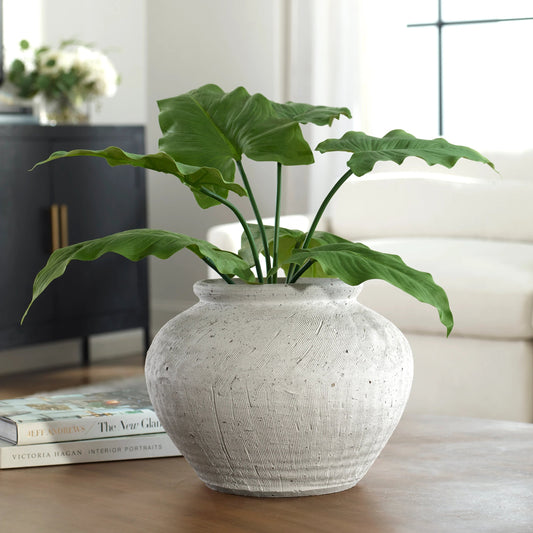 Floreana Round Vase by Uttermost in white. Made from ceramic in a modern style.
