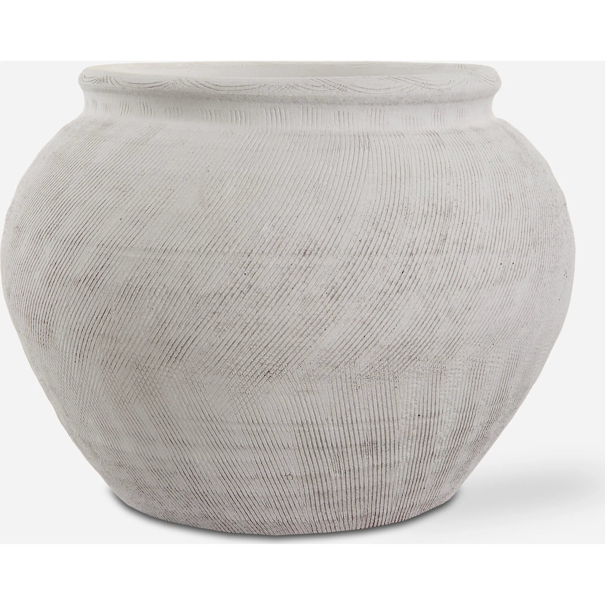 Floreana Round Vase by Uttermost in white. Made from ceramic in a modern style.