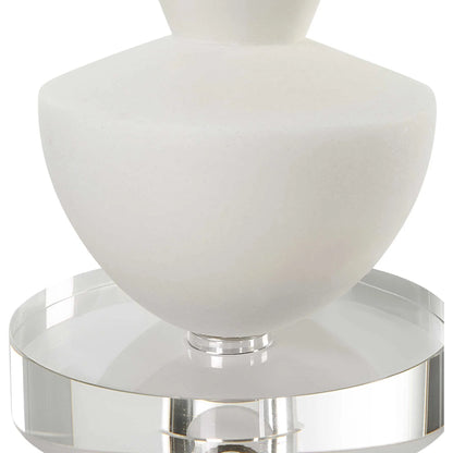 Lido Candleholders by Uttermost in white. Made from rice stone, crystal, metal in a modern style.