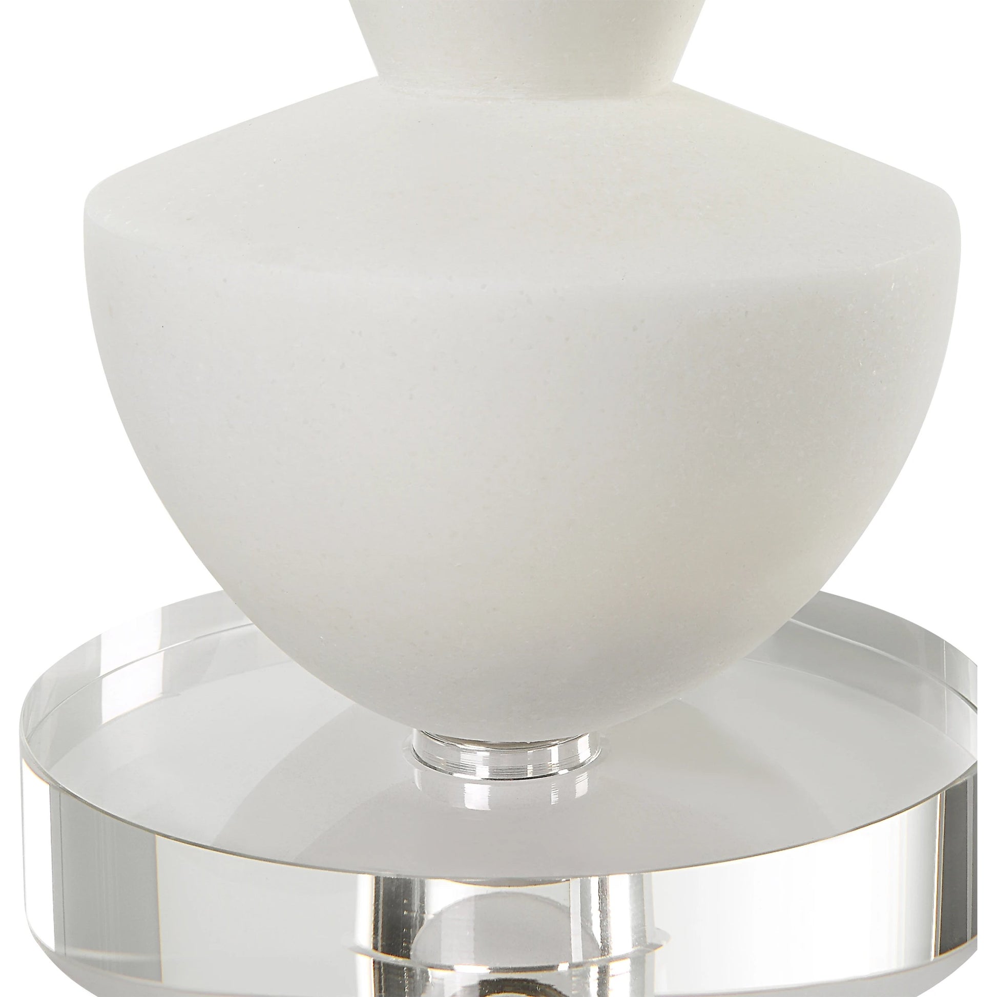 Lido Candleholders by Uttermost in white. Made from rice stone, crystal, metal in a modern style.