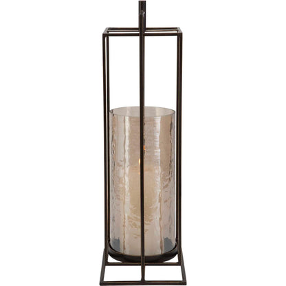 Wenman Candleholder by Uttermost in dark bronze. Made from glass, iron in a unique style.