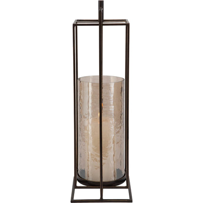 Wenman Candleholder by Uttermost in dark bronze. Made from glass, iron in a unique style.