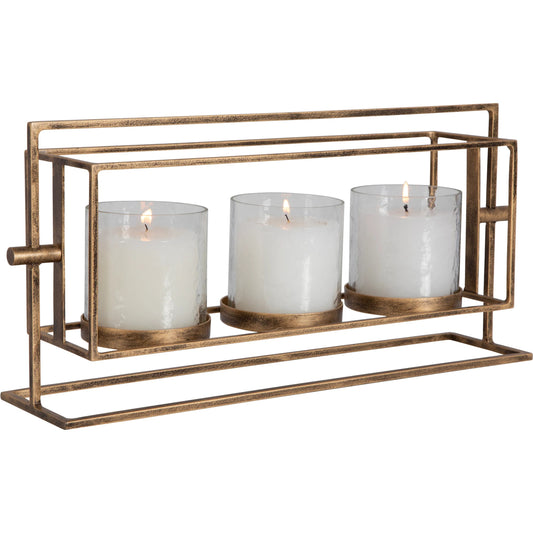 Wenman Triple Candleholder by Uttermost in gold. Made from glass, iron in a unique style.