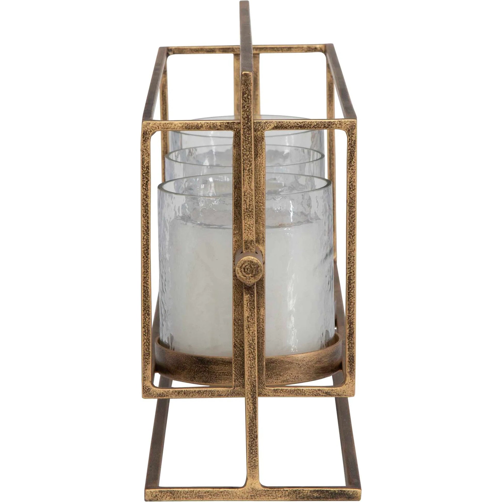 Wenman Triple Candleholder by Uttermost in gold. Made from glass, iron in a unique style.