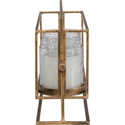 Wenman Triple Candleholder by Uttermost in gold. Made from glass, iron in a unique style.