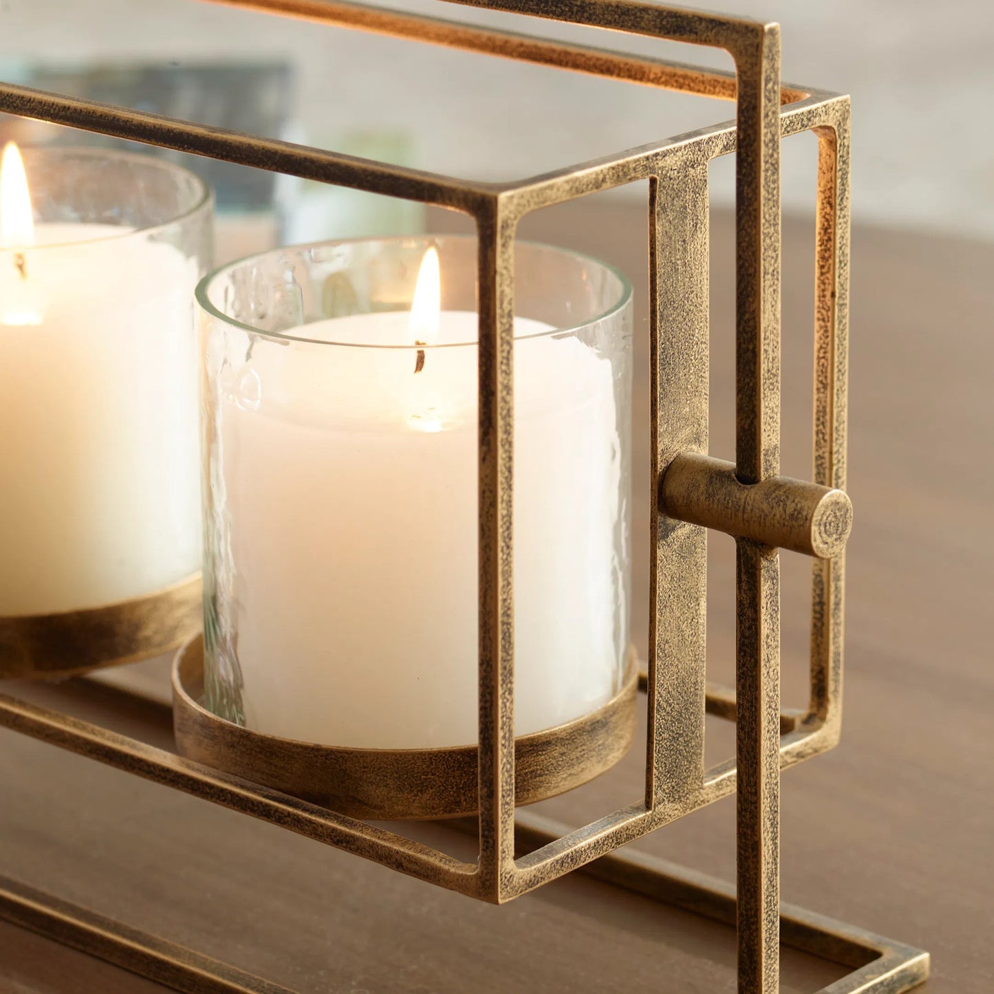 006 SI-2262171 | Lifestyle | Wenman Triple Candleholder by Uttermost in gold. Made from glass, iron in a unique style.