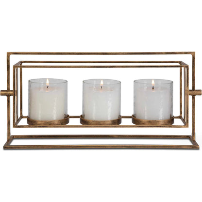 Wenman Triple Candleholder by Uttermost in gold. Made from glass, iron in a unique style.