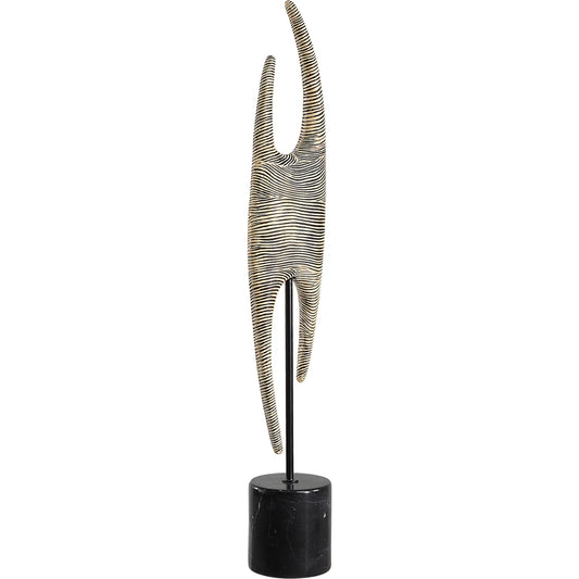 Pochette Ribbed Sculpture by Uttermost in iron. Made from resin, steel, gx black marble in a unique style.