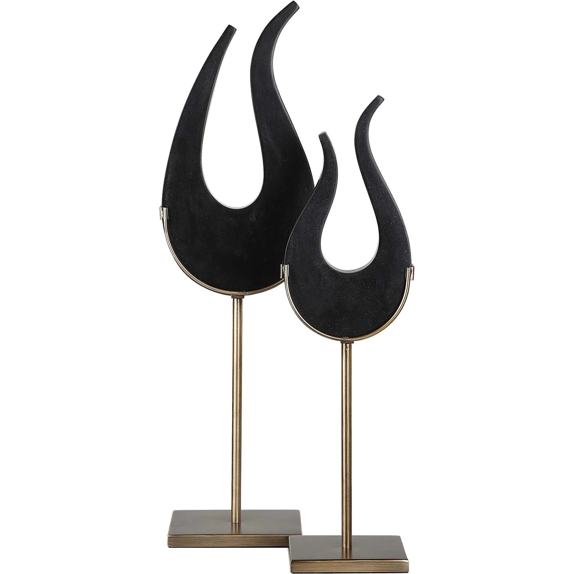 Flame Sculptures by Uttermost in brass. Made from man-made stone, metal in a modern style.