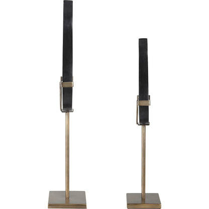 Flame Sculptures by Uttermost in brass. Made from man-made stone, metal in a modern style.