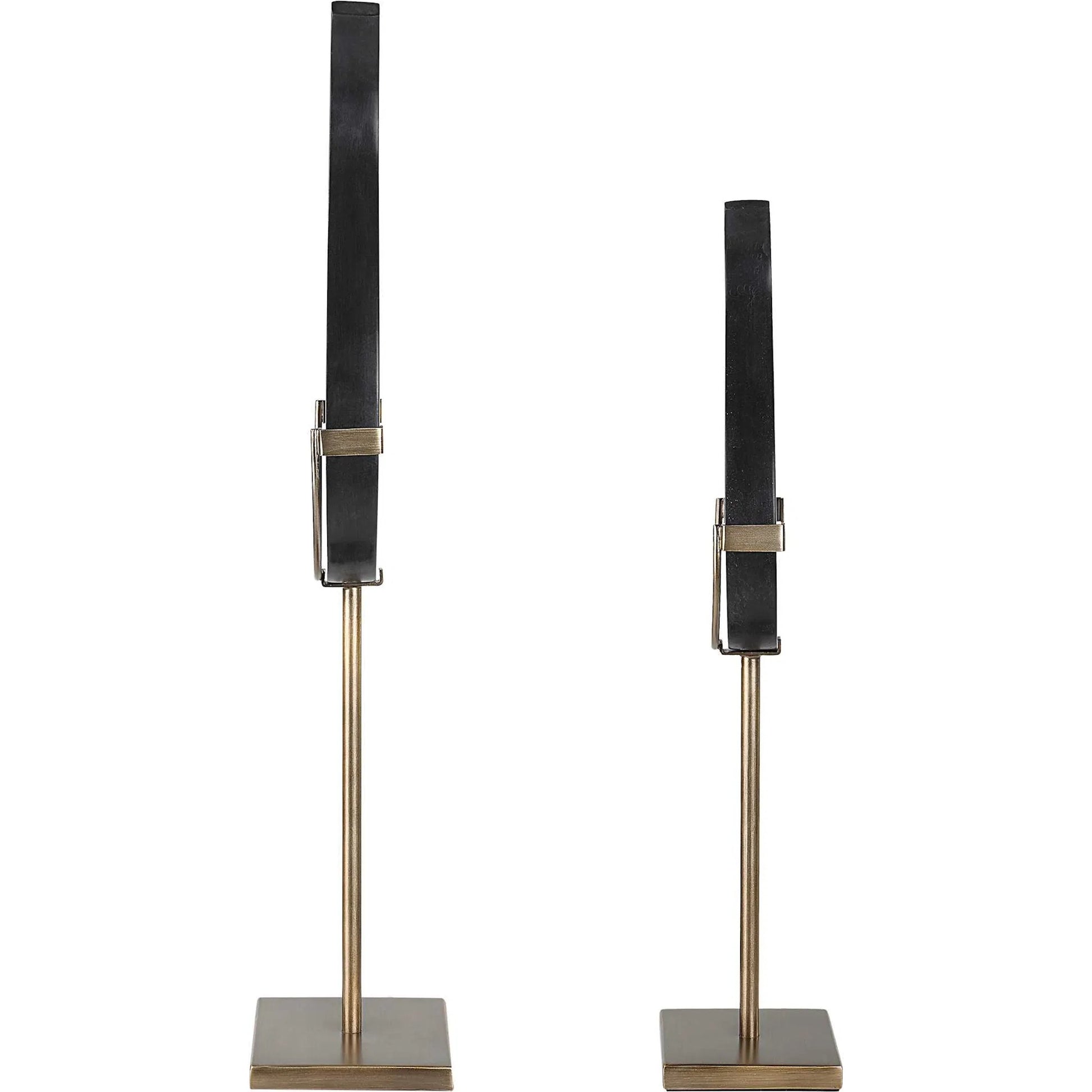 Flame Sculptures by Uttermost in brass. Made from man-made stone, metal in a modern style.