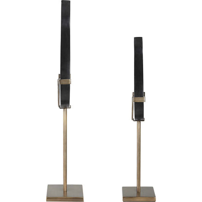 Flame Sculptures by Uttermost in brass. Made from man-made stone, metal in a modern style.