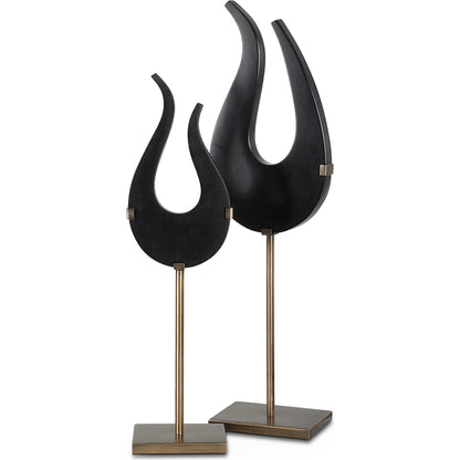 Flame Sculptures by Uttermost in brass. Made from man-made stone, metal in a modern style.