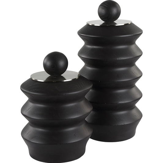 Accordion Containers by Uttermost in nickel. Made from rubber wood, iron in a unique style.