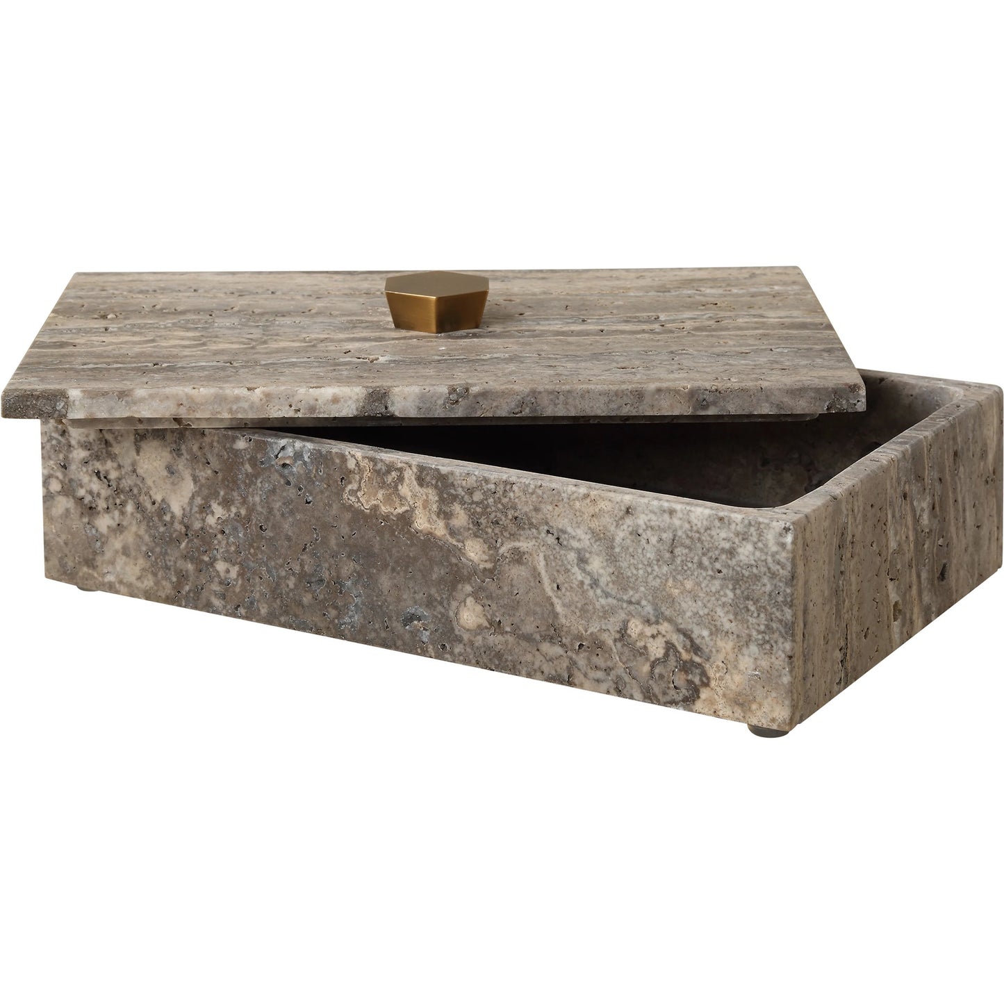 004 SI-2262191 | Additional Silo | Griseus Travertine Box by Uttermost in bronze. Made from travertine, metal in a transitional style.