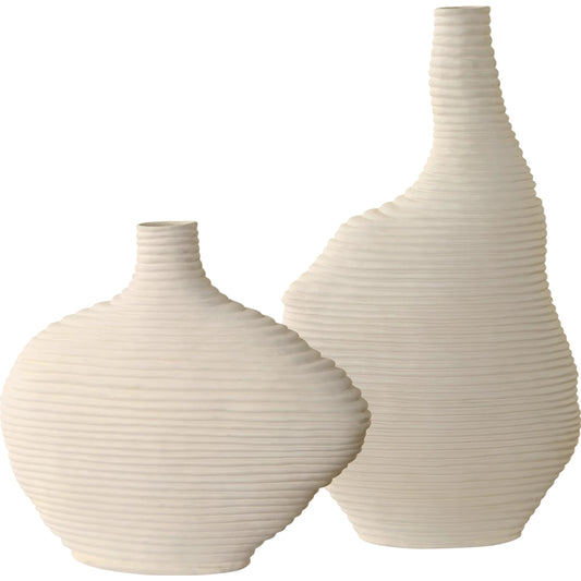 Duostacked Matte Vases by Uttermost in white. Made from ceramic in a unique style.