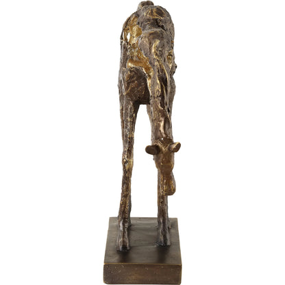 Openly Grazing Horse Sculpture by Uttermost in antique bronze. Made from polyresin in a unique style.