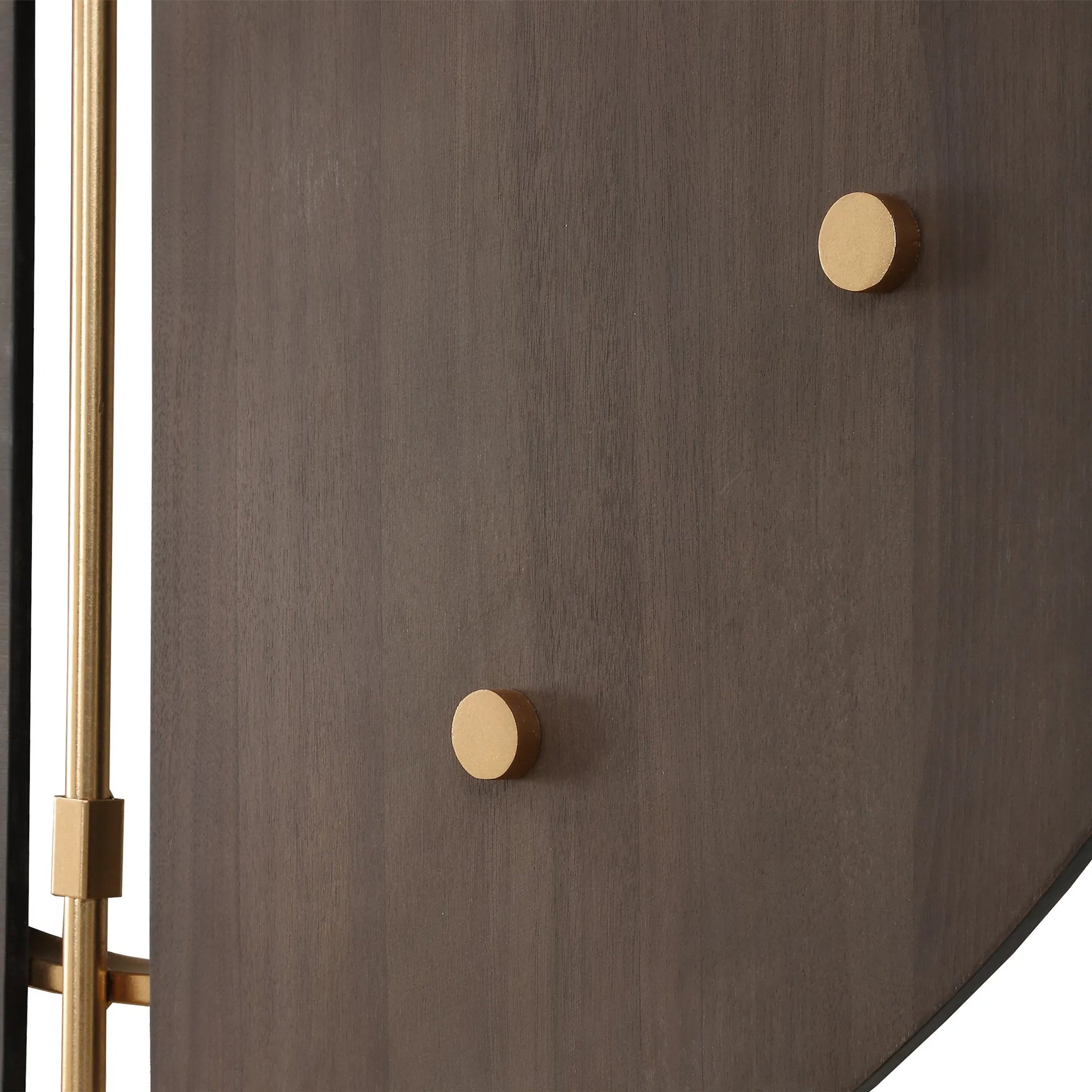 Elegance Wall Clock by Uttermost in gold. Made from mdf, iron, walnut veneer in a modern style.