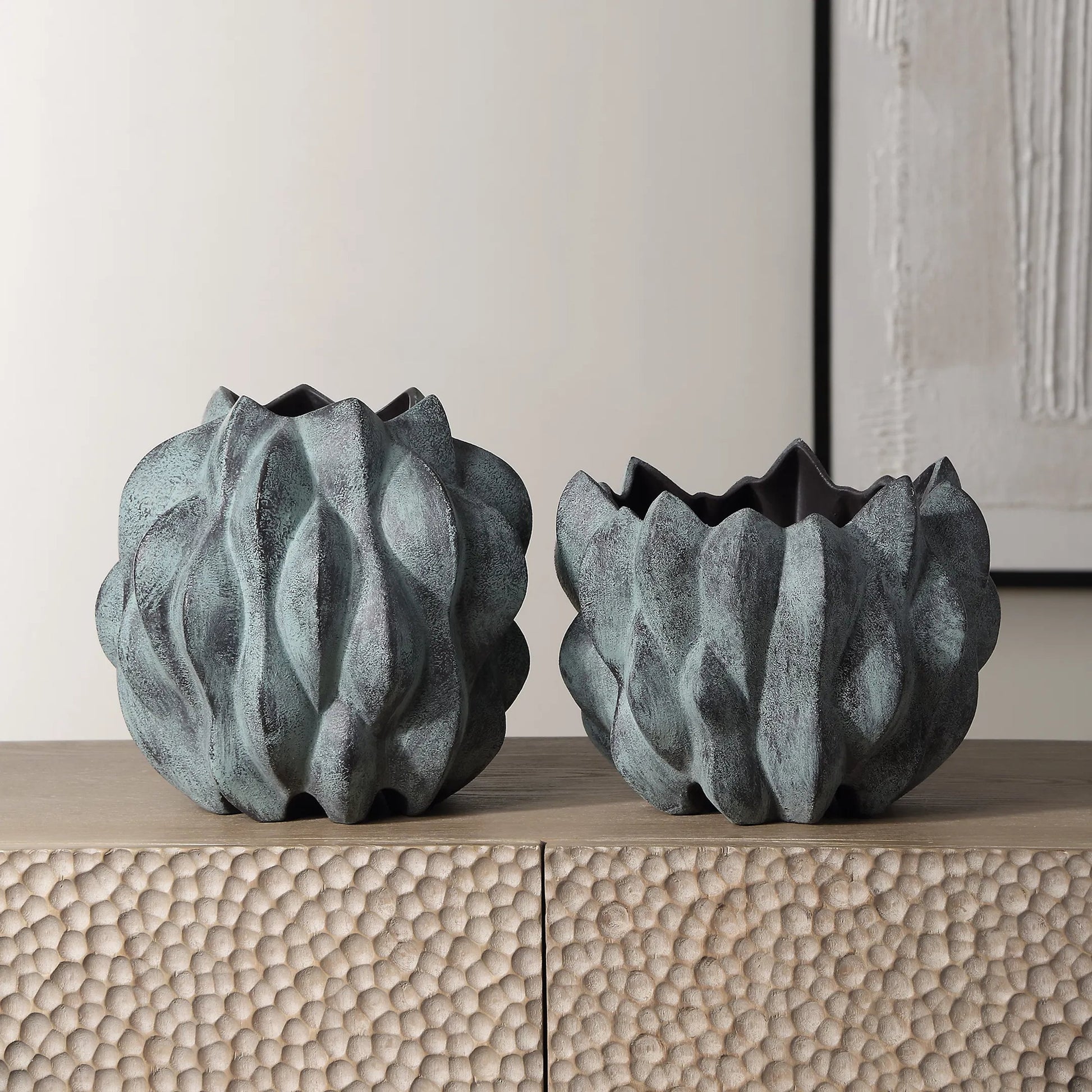 Verdant Vases by Uttermost in bronze. Made from ceramic in a eclectic & global style.