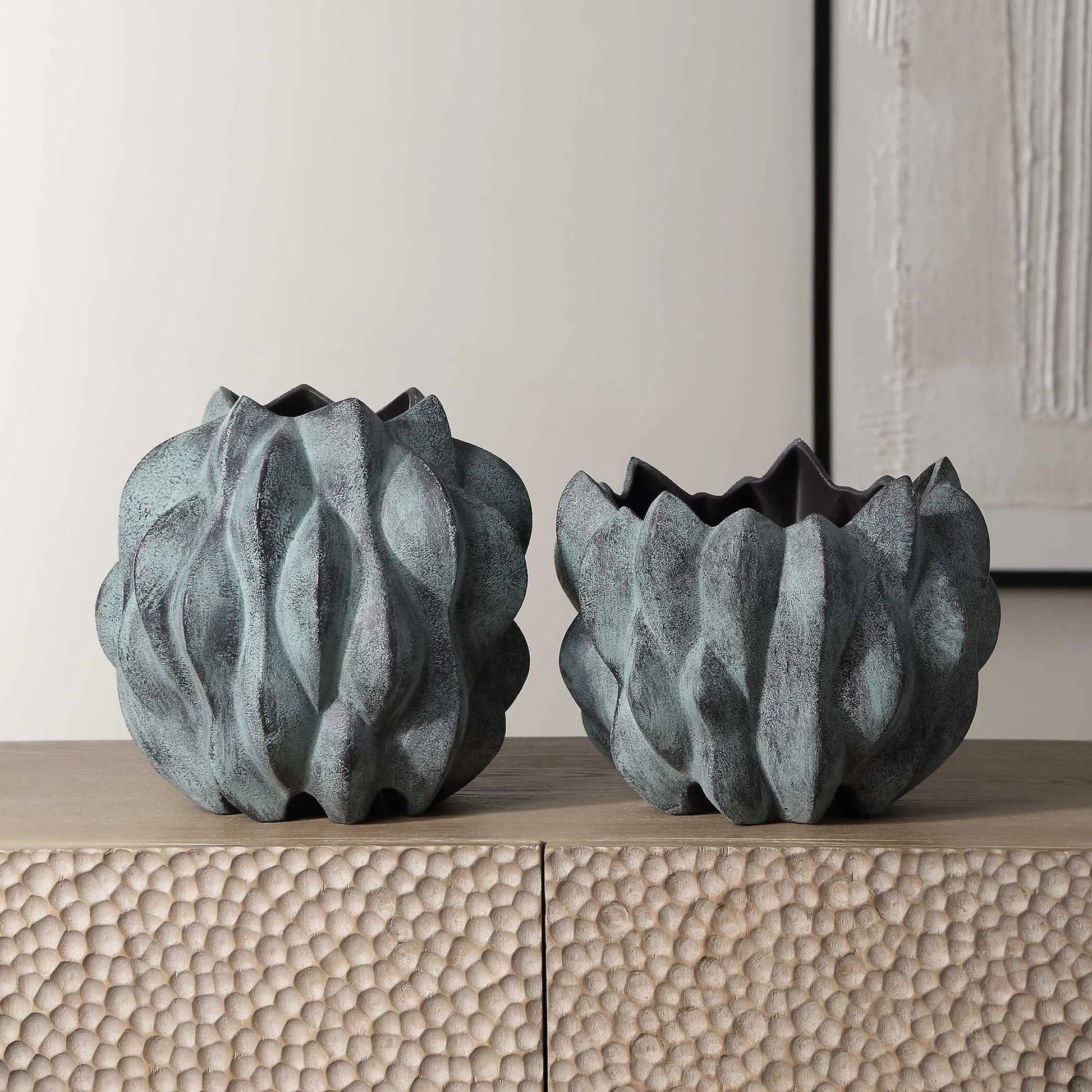 Verdant Vases by Uttermost in bronze. Made from ceramic in a eclectic & global style.