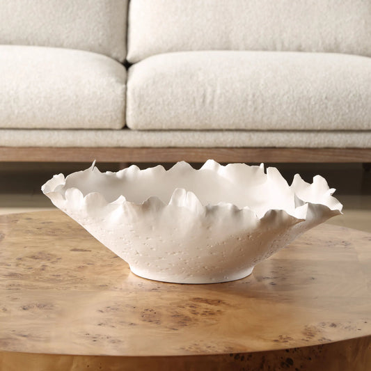 Blossom Short Bowl by Uttermost in white. Made from ceramic in a unique style.