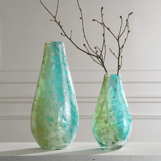 High Tide Glass Vases by Uttermost in gold. Made from glass in a eclectic & global style.