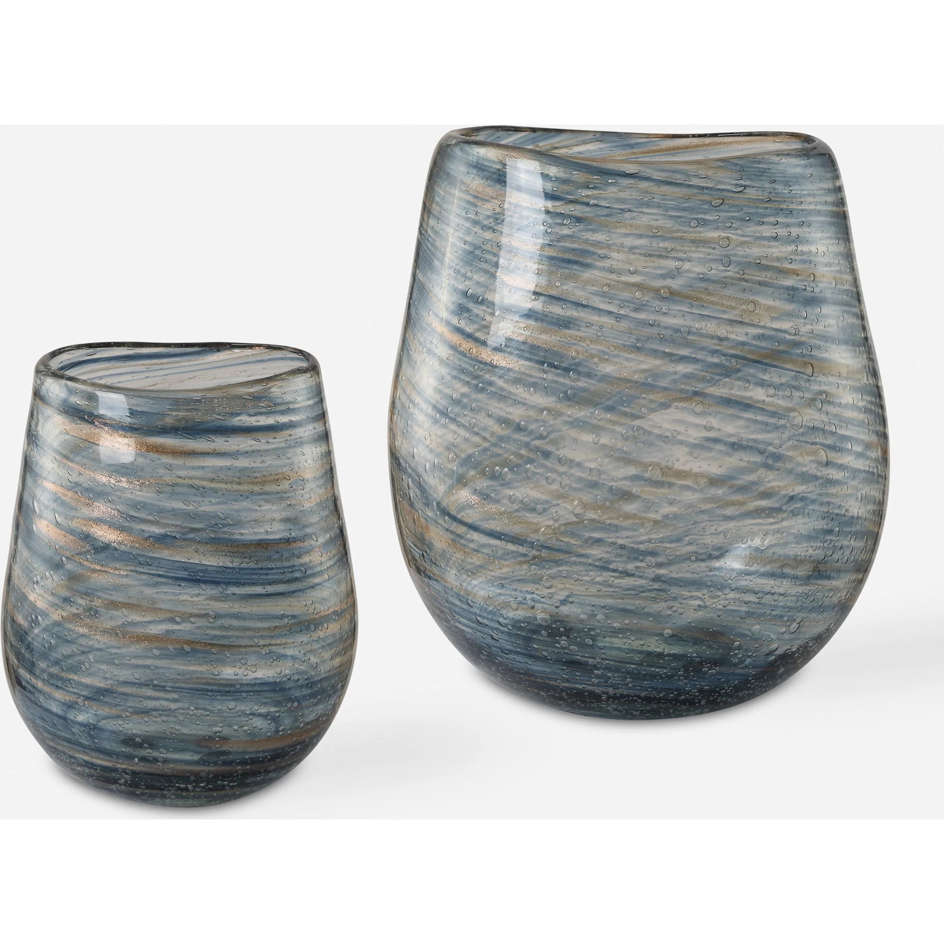 Aurora Swirl Glass Vases by Uttermost in gold. Made from glass in a eclectic & global style.