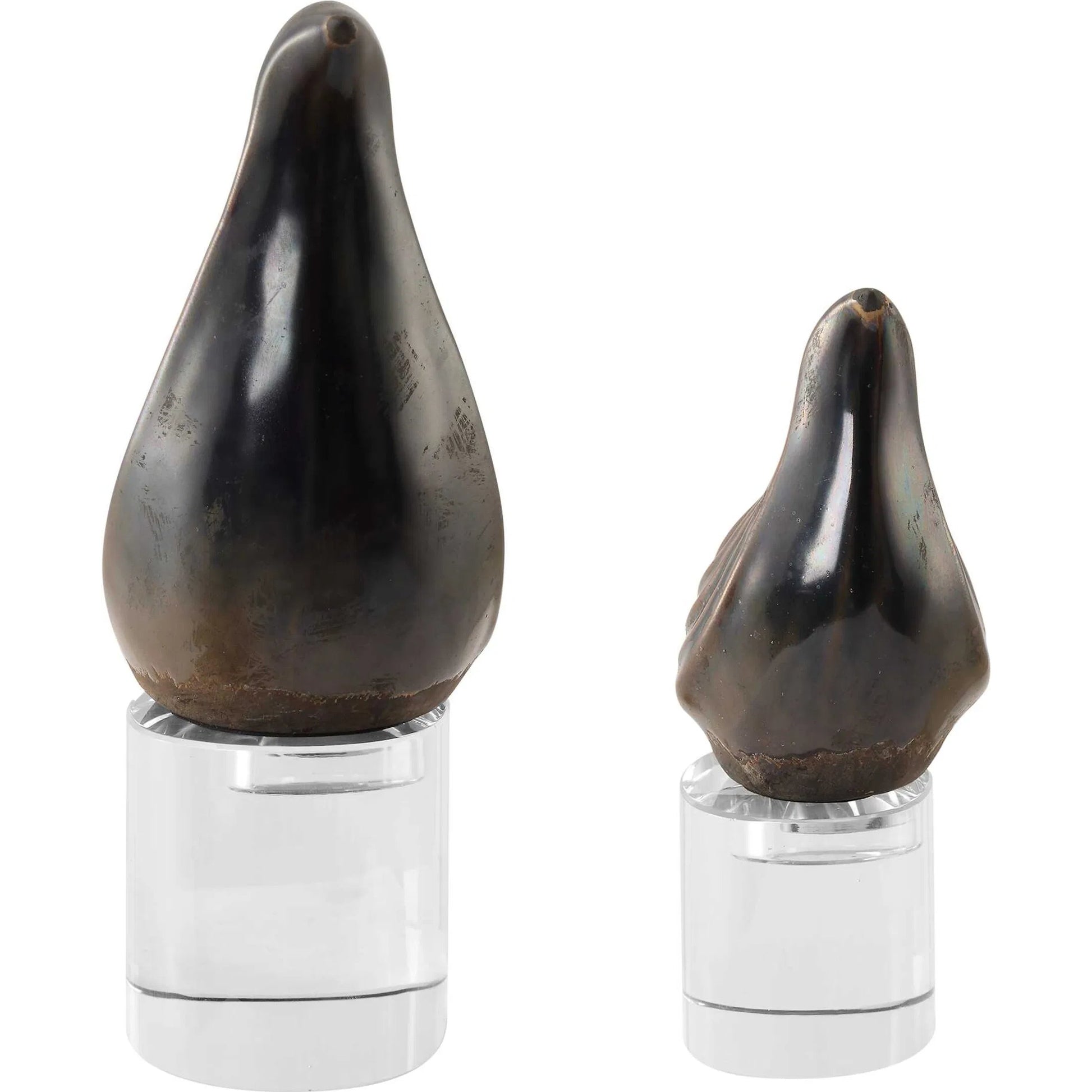 Nesting Bird Sculptures by Uttermost in gray. Made from crystal, ceramic in a cottage & farmhouse style.