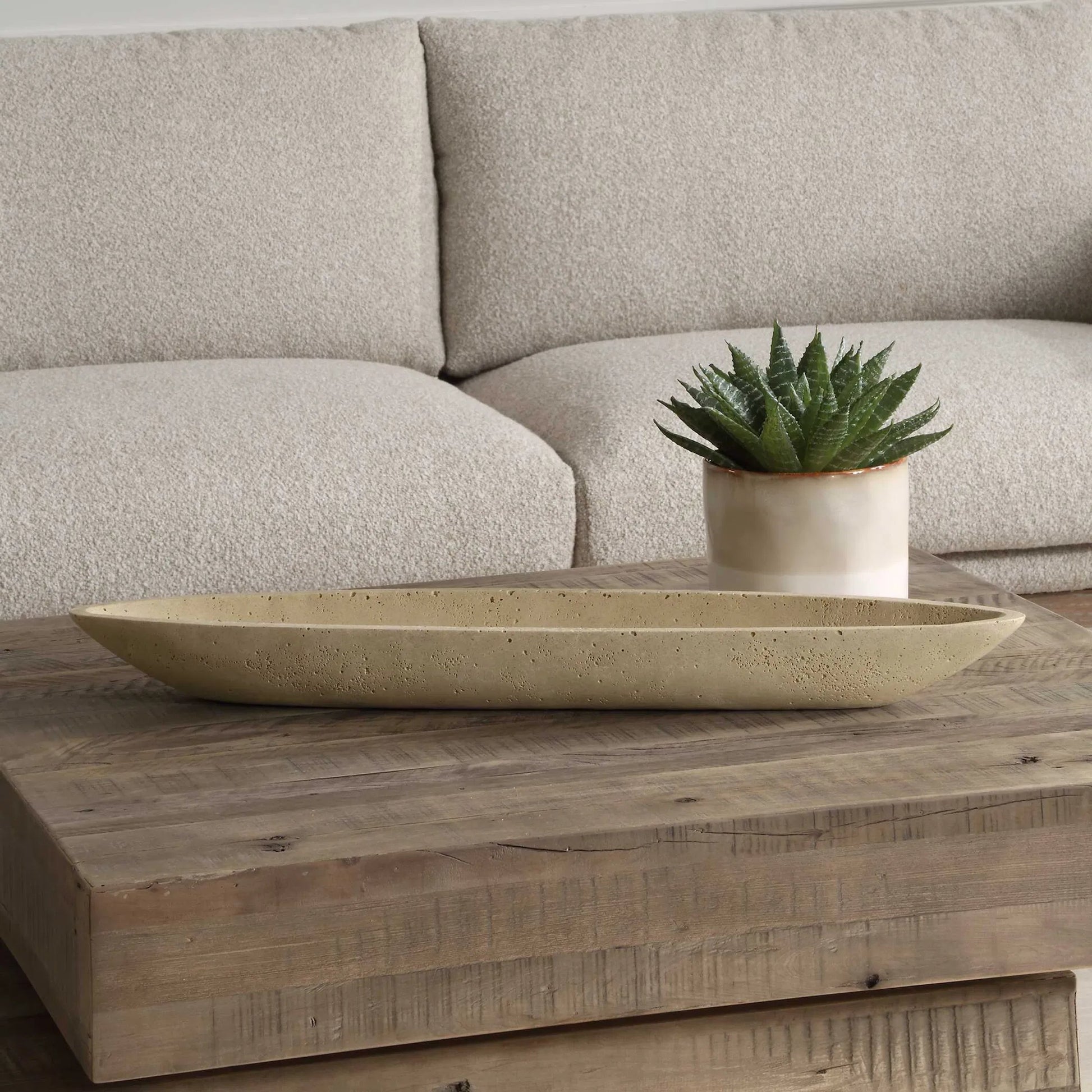 Vessel Cast Canoe Bowl by Uttermost. Made from unique in a transitional style.