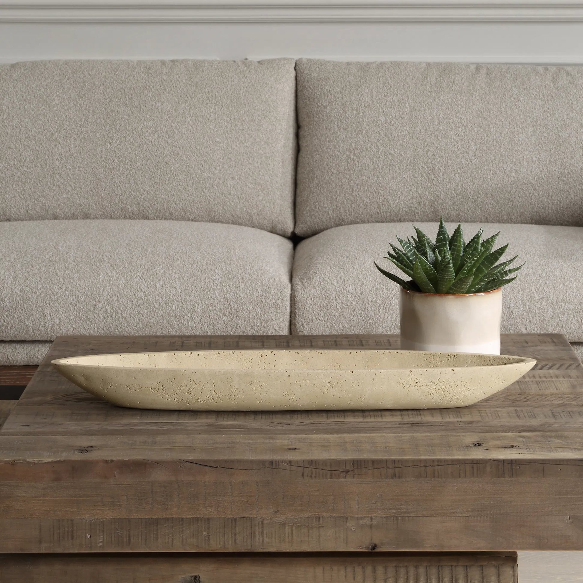 Vessel Cast Canoe Bowl by Uttermost. Made from unique in a transitional style.