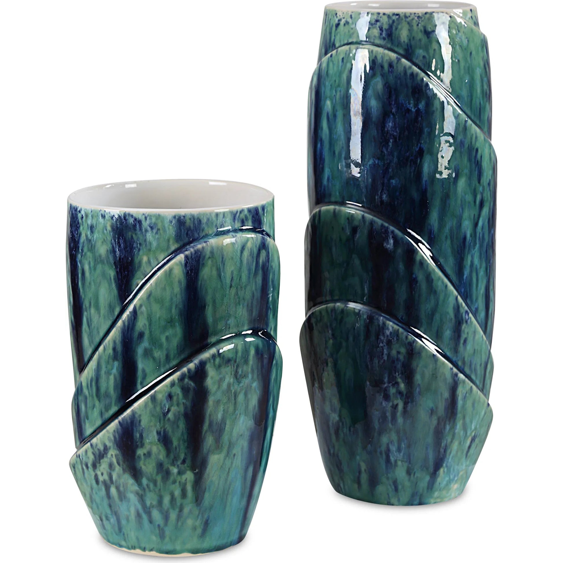 Tranquil Duo Vases (Set of 2) by Uttermost in blue. Made from ceramic in a coastal style.
