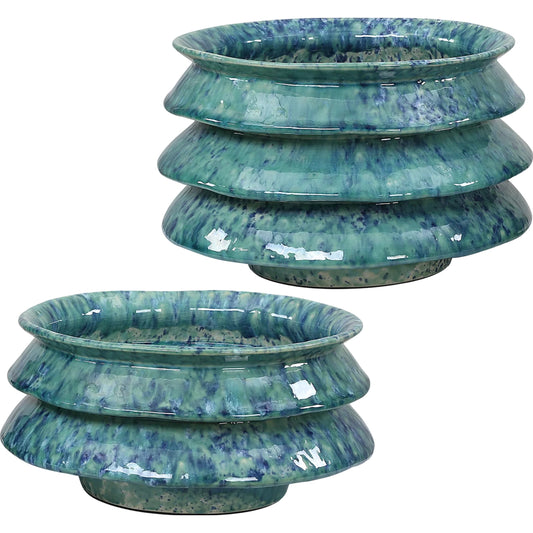 Zigzag Bowls by Uttermost in blue. Made from ceramic in a unique style.