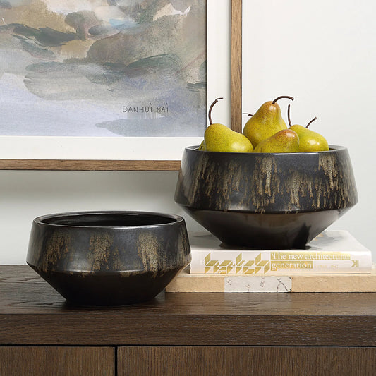 Duo Vases (Set of 2) by Uttermost in bronze. Made from ceramic in a unique style.