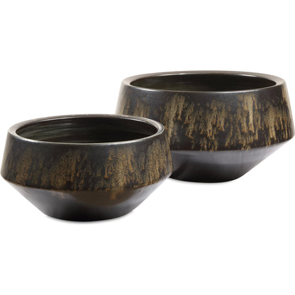Duo Vases (Set of 2) by Uttermost in bronze. Made from ceramic in a modern style.