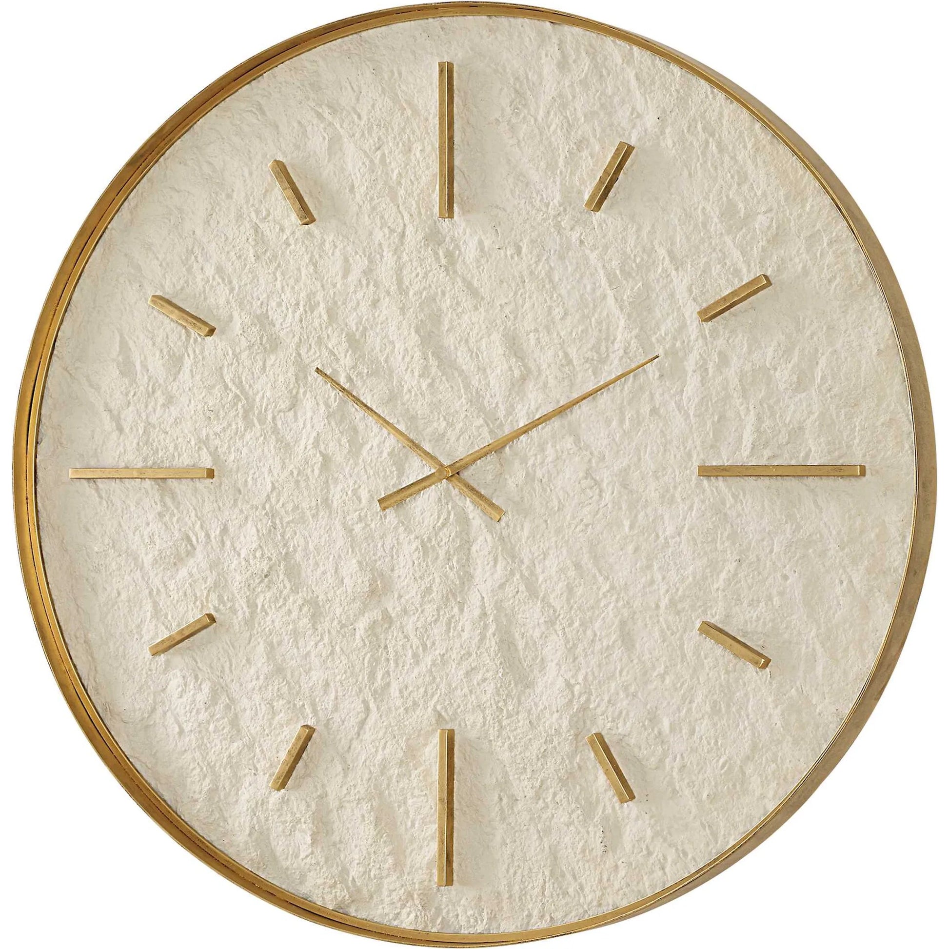 Serenity Wall Clock by Uttermost in gold. Made from iron, stone sheet, mdf in a modern style.