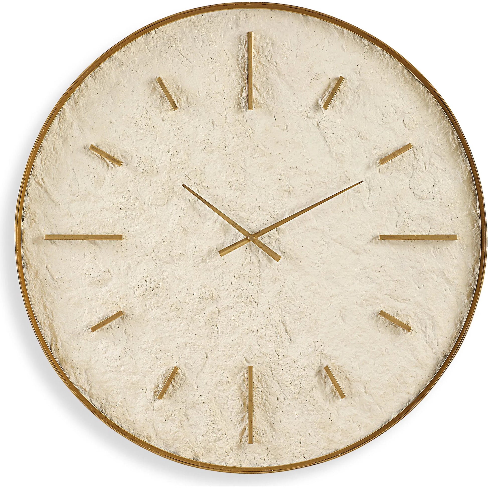 Serenity Wall Clock by Uttermost in gold. Made from iron, stone sheet, mdf in a modern style.