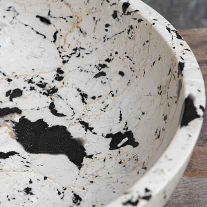 Nouveau Limestone Bowl by Uttermost in black. Made from lime stone, resin in a modern style.
