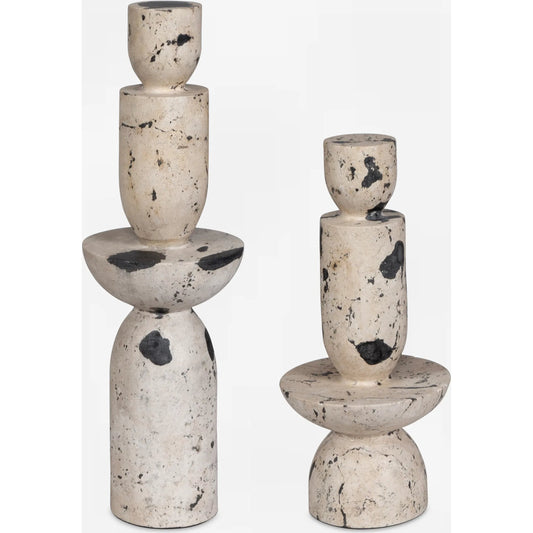 Nouveau Tower Sculptures (Set of 2) by Uttermost in black. Made from lime stone, resin in a unique style.